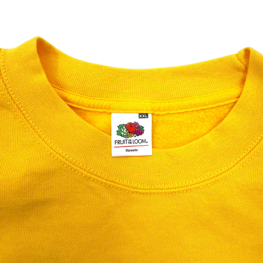 FRUIT OF THE LOOM Made in Morocco European Line Crew Neck Sweatshirt XXL Yellow Cotton Fleece Lining WEISS Electricite Back Print