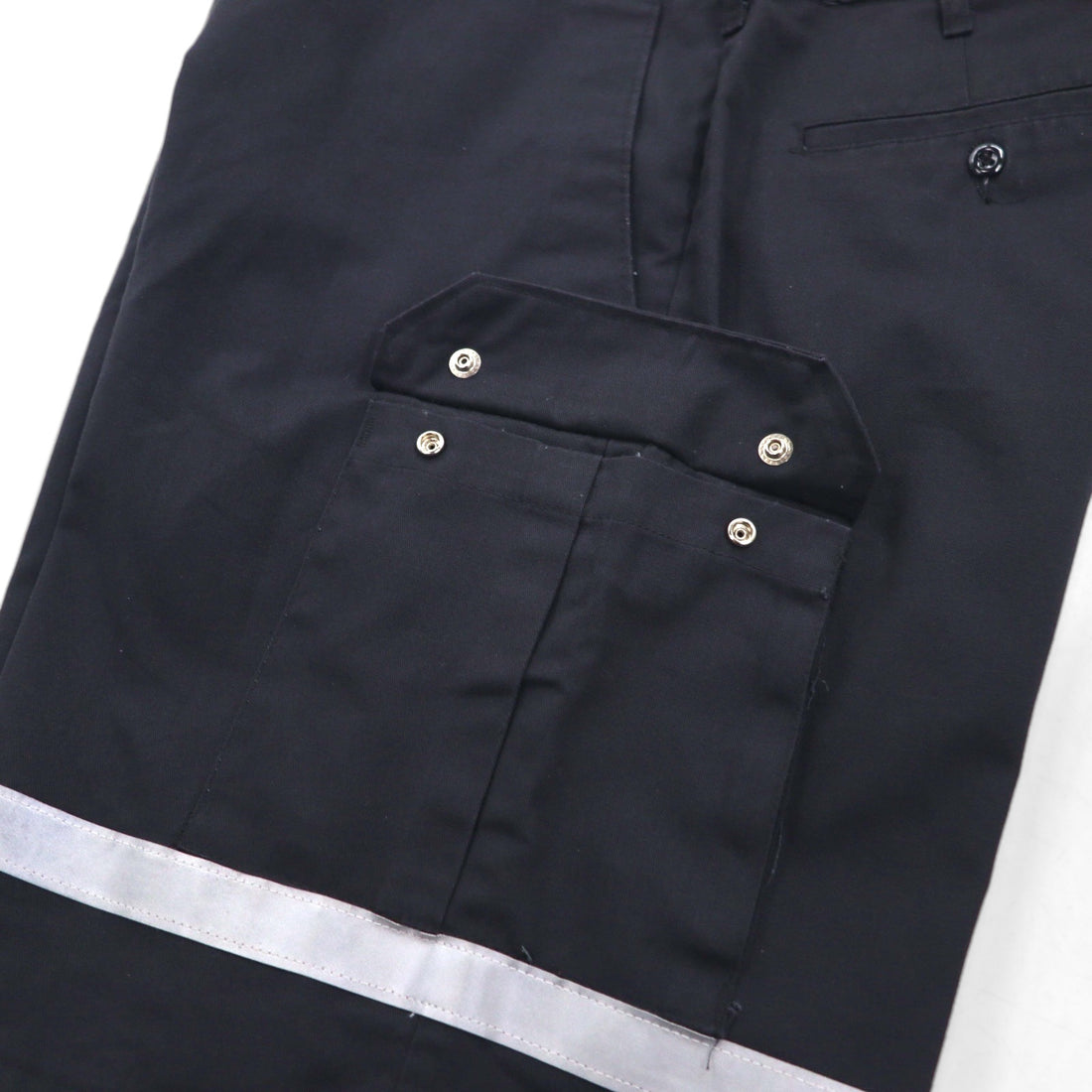 SofTwill by UniFirst Reflective Baggy Short Cargo Pants, XL, Black, Knee-Length, Made in Mexico