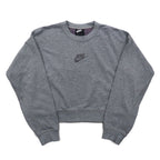 NIKE クロップド スウェット S グレー フレンチテリー センタースウォッシュ CU6404-063