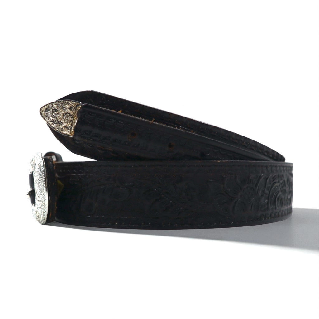 NOCONA USA Made Western Leather Belt, Size 40, Black with Silver Buckle