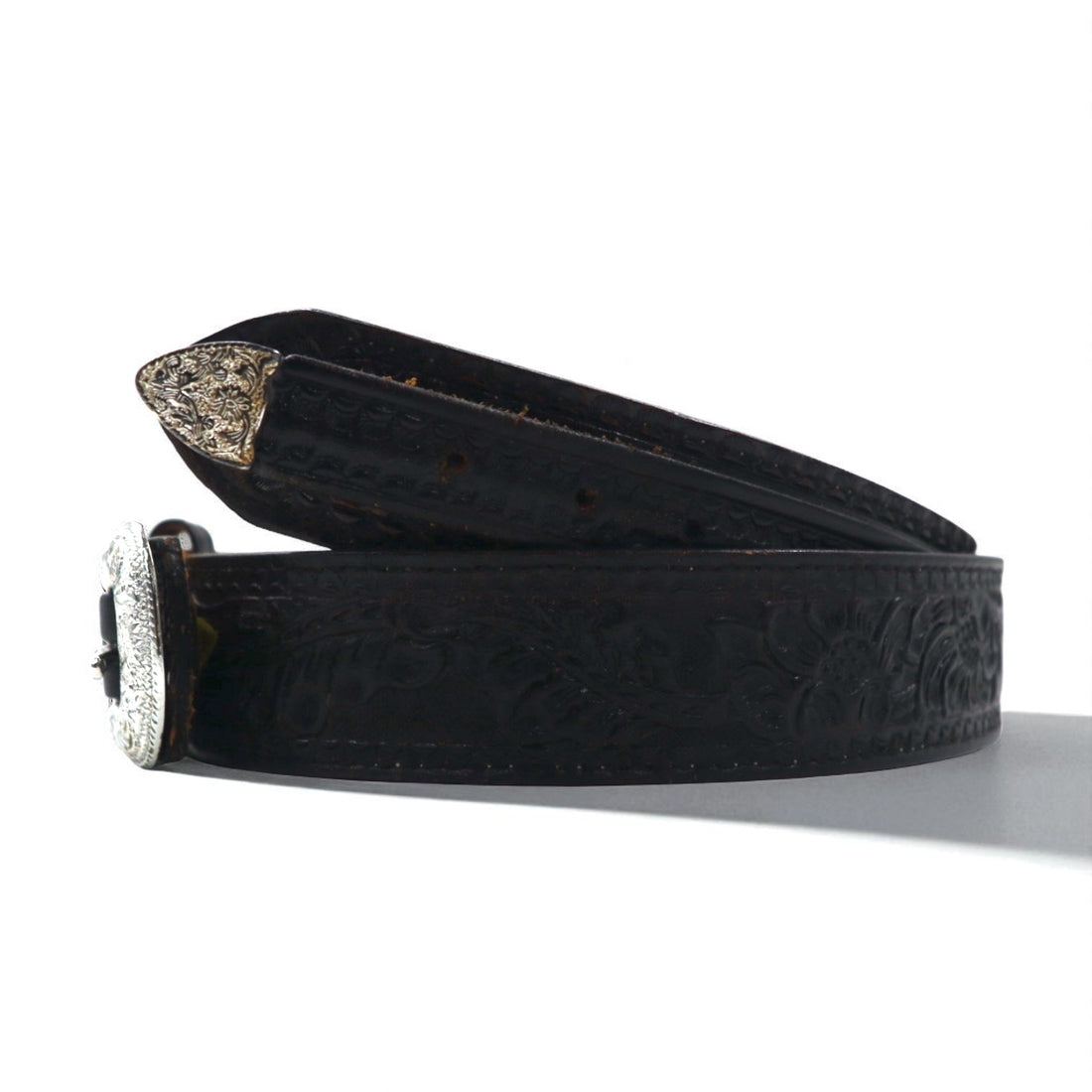 NOCONA USA Made Western Leather Belt, Size 40, Black with Silver Buckle