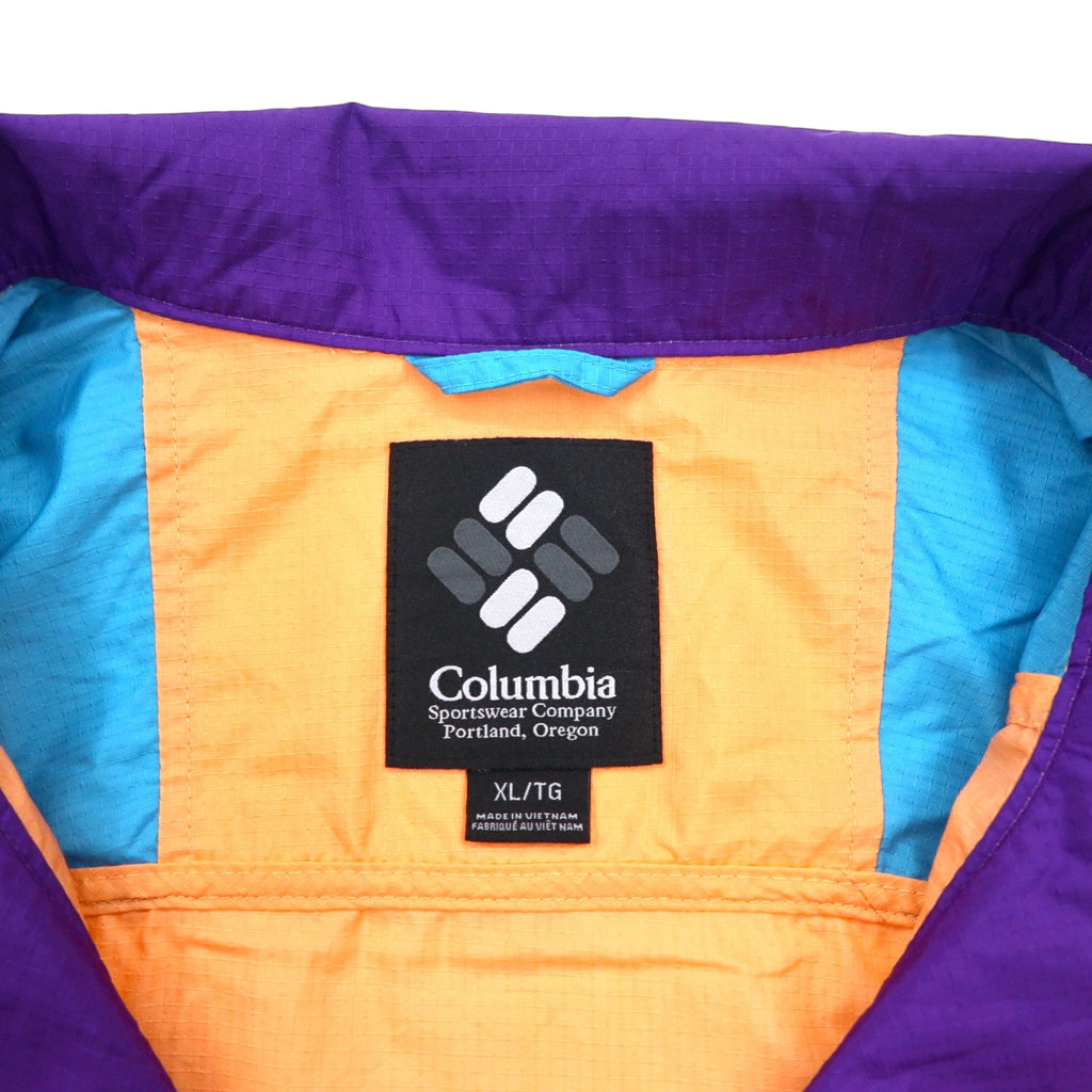 Columbia Anorak Jacket XL Orange Nylon Packable Sleeve Logo Santa Ana Anorak Jacket KO0086