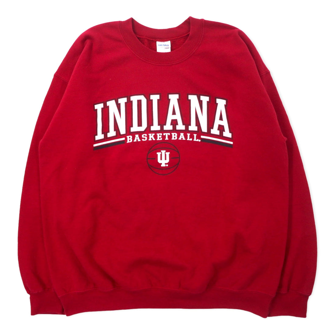 日本然リトテ-古着オンライン-GILDAN カレッジ プリント スウェット L レッド コットン 裏起毛 INDIANA BASKETBALL-GILDAN College Print Sweatshirt L Red Cotton brushed lining INDIANA BASKETBALL