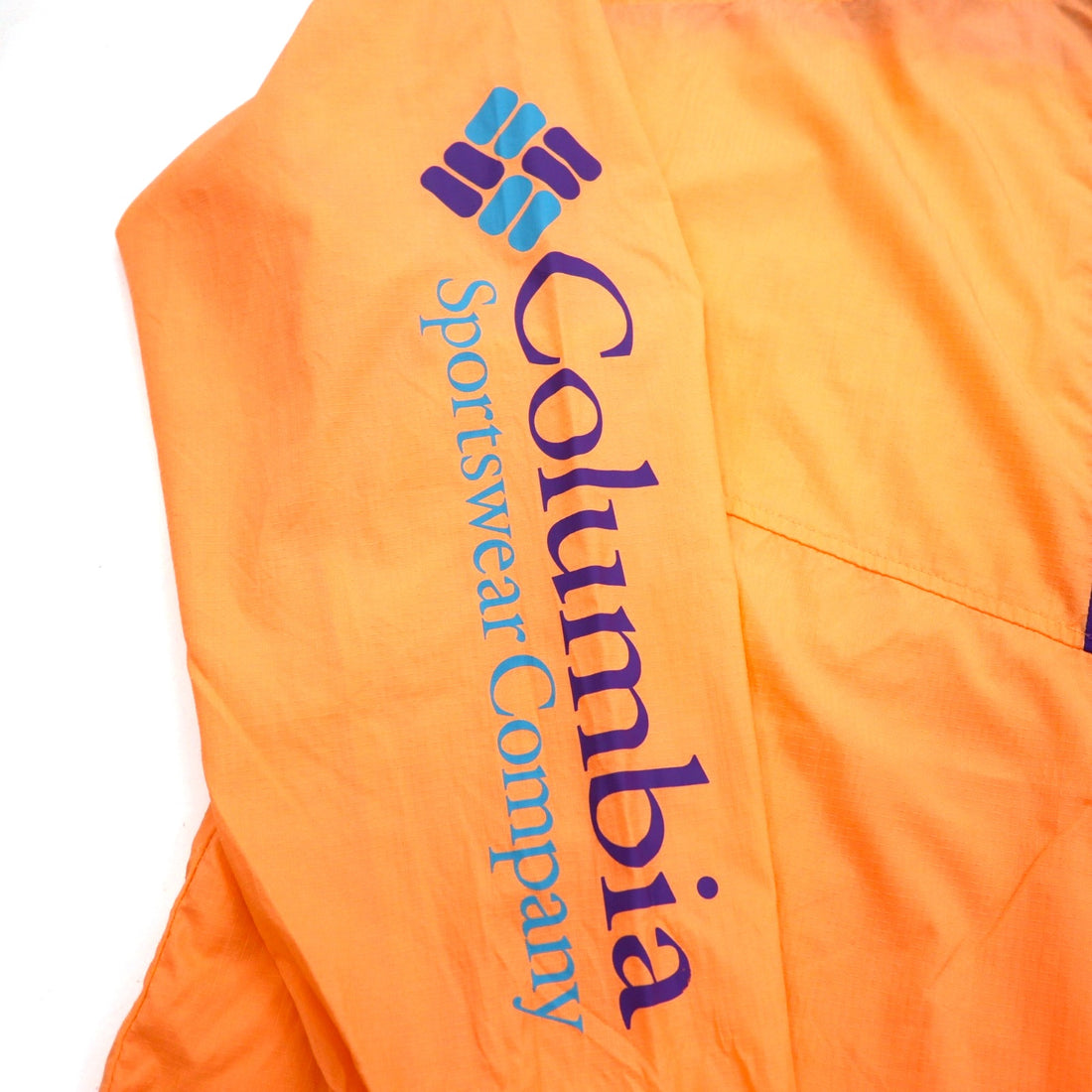 Columbia Anorak Jacket XL Orange Nylon Packable Sleeve Logo Santa Ana Anorak Jacket KO0086