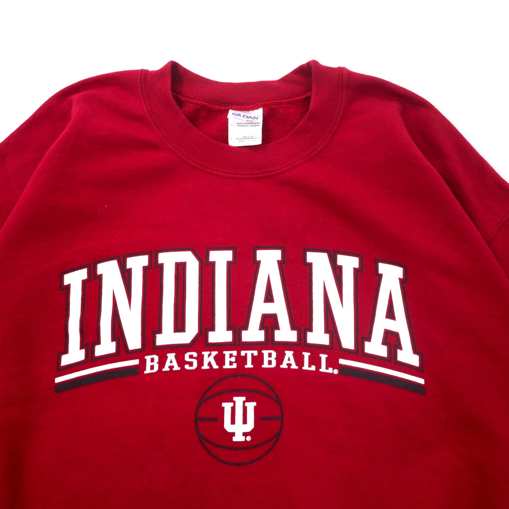 GILDAN College Print Sweatshirt L Red Cotton Fleece Lining INDIANA BASKETBALL
