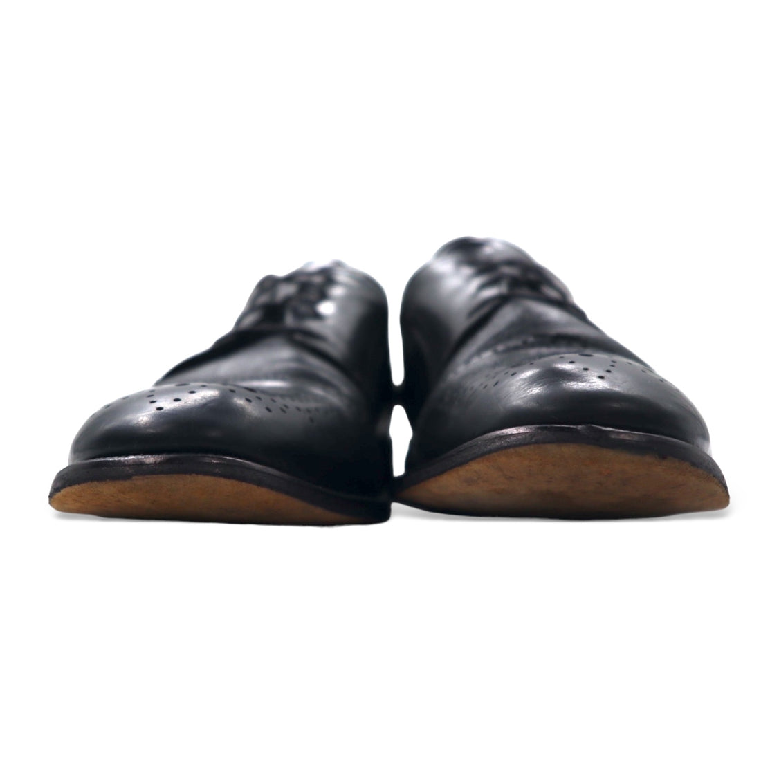Vito Pagolo Italian semi-brogue dress shoes, 28cm, black leather, medallion