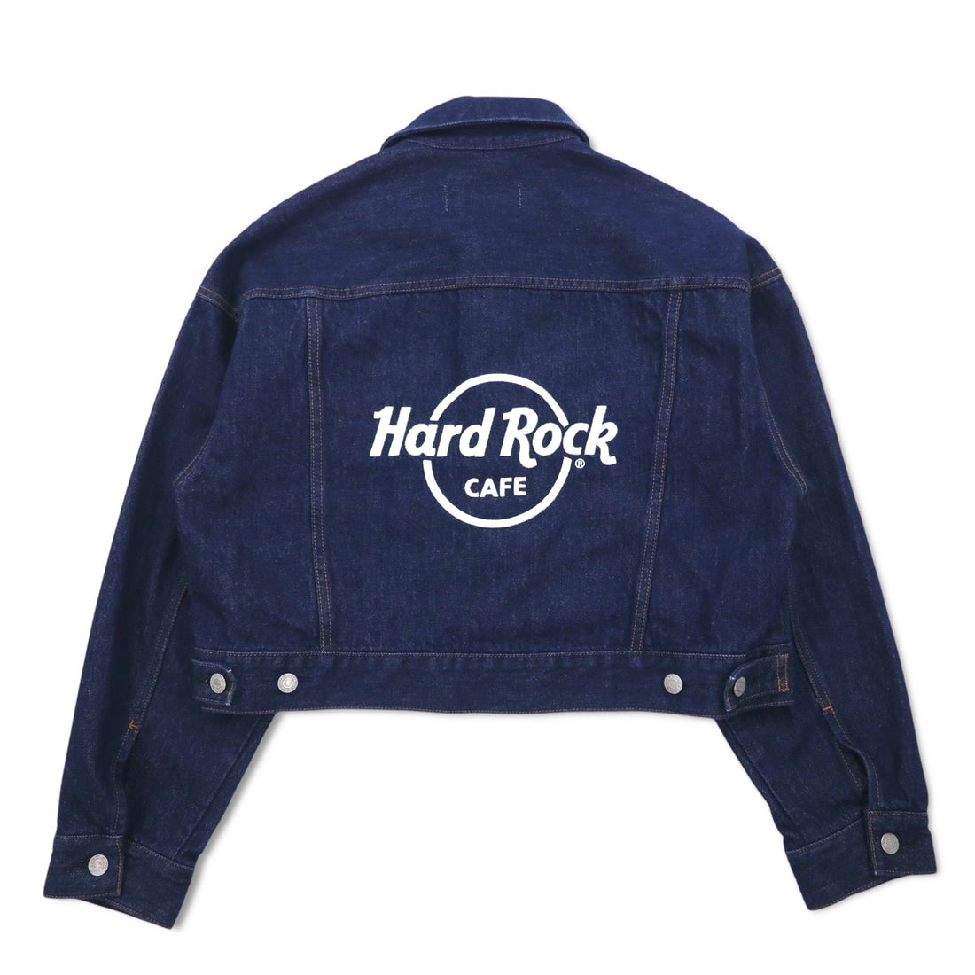 Hard Rock Cafe by NAVE Cropped Logo Jean Jacket Denim Jacket S Indigo Blue Back Logo Embroidery Onward Kashiyama Unused