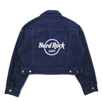 Hard Rock Cafe by NAVE Cropped Logo Jean Jacket Denim Jacket S Indigo Blue Back Logo Embroidery Onward Kashiyama Unused