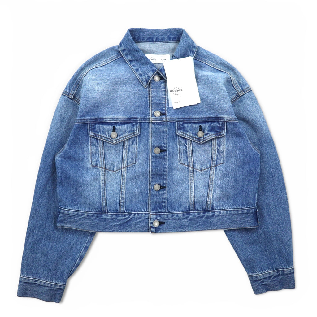 Hard Rock Cafe by NAVE Cropped Logo Jean Jacket Denim Jacket S Indigo Blue Back Logo Embroidery Onward Kashiyama Unused
