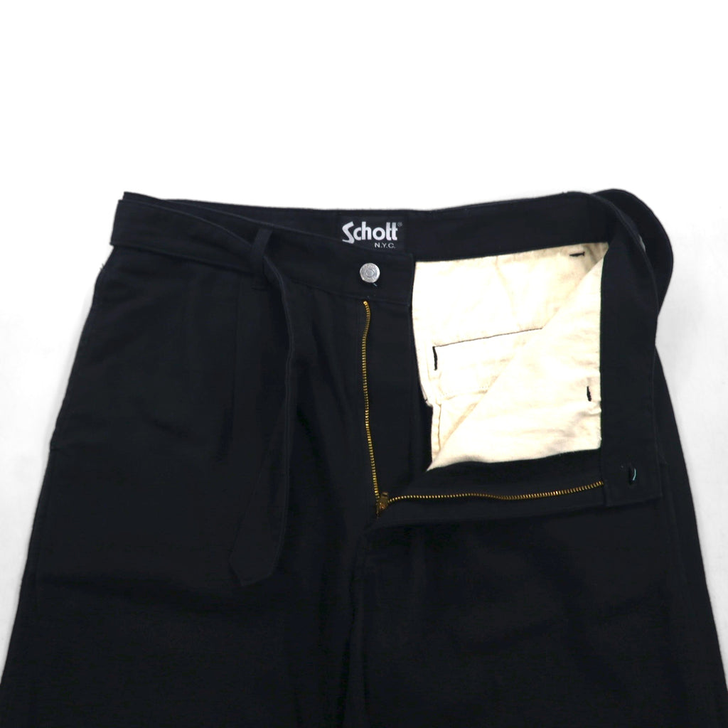 Schott ヘリンボーン ミリタリー トラウザーズ HERRINBONE MILITARY TROUSERS ワークパンツ L ブラック コットン 3196020