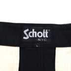 Schott ヘリンボーン ミリタリー トラウザーズ HERRINBONE MILITARY TROUSERS ワークパンツ L ブラック コットン 3196020