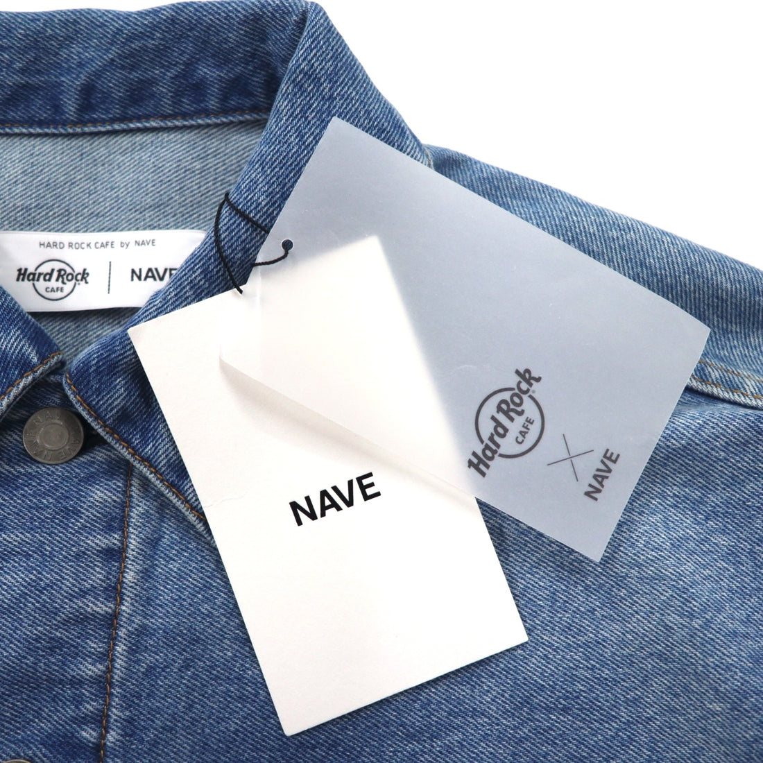 Hard Rock Cafe by NAVE Cropped Logo Jean Jacket Denim Jacket S Indigo Blue Back Logo Embroidery Onward Kashiyama Unused