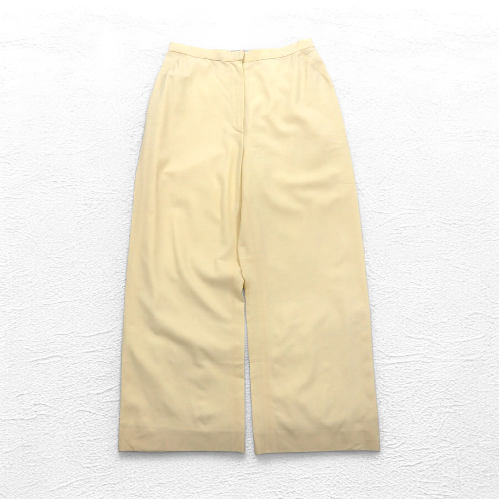 Salvatore Ferragamo Made in Italy Wide Flare Slacks Pants L Beige Wool