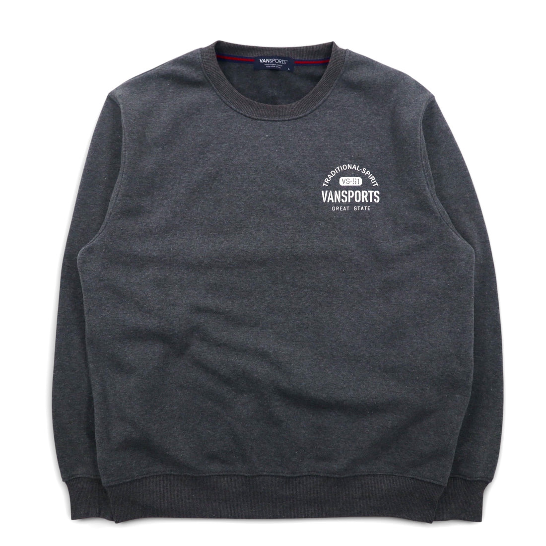 VAN SPORTS クルーネック スウェット L グレー 裏起毛 バックプリント