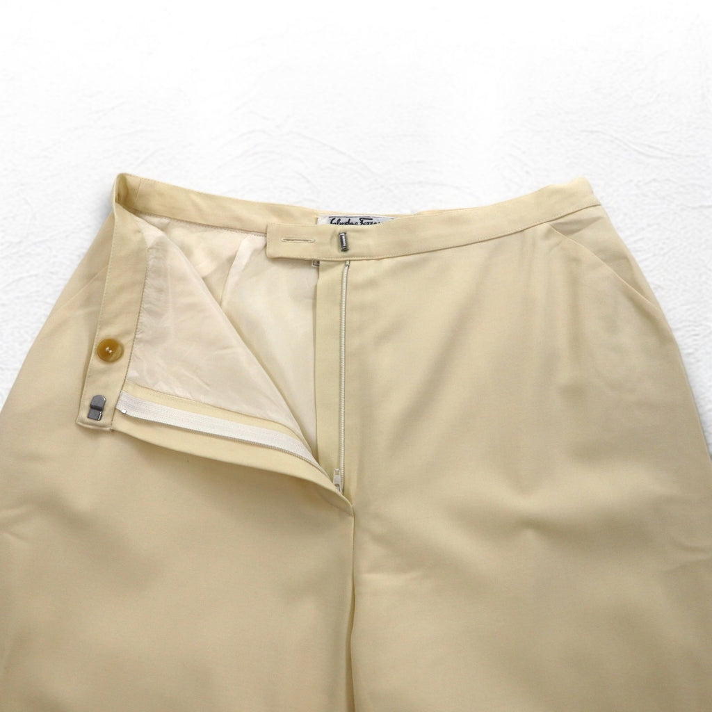 Salvatore Ferragamo Made in Italy Wide Flare Slacks Pants L Beige Wool