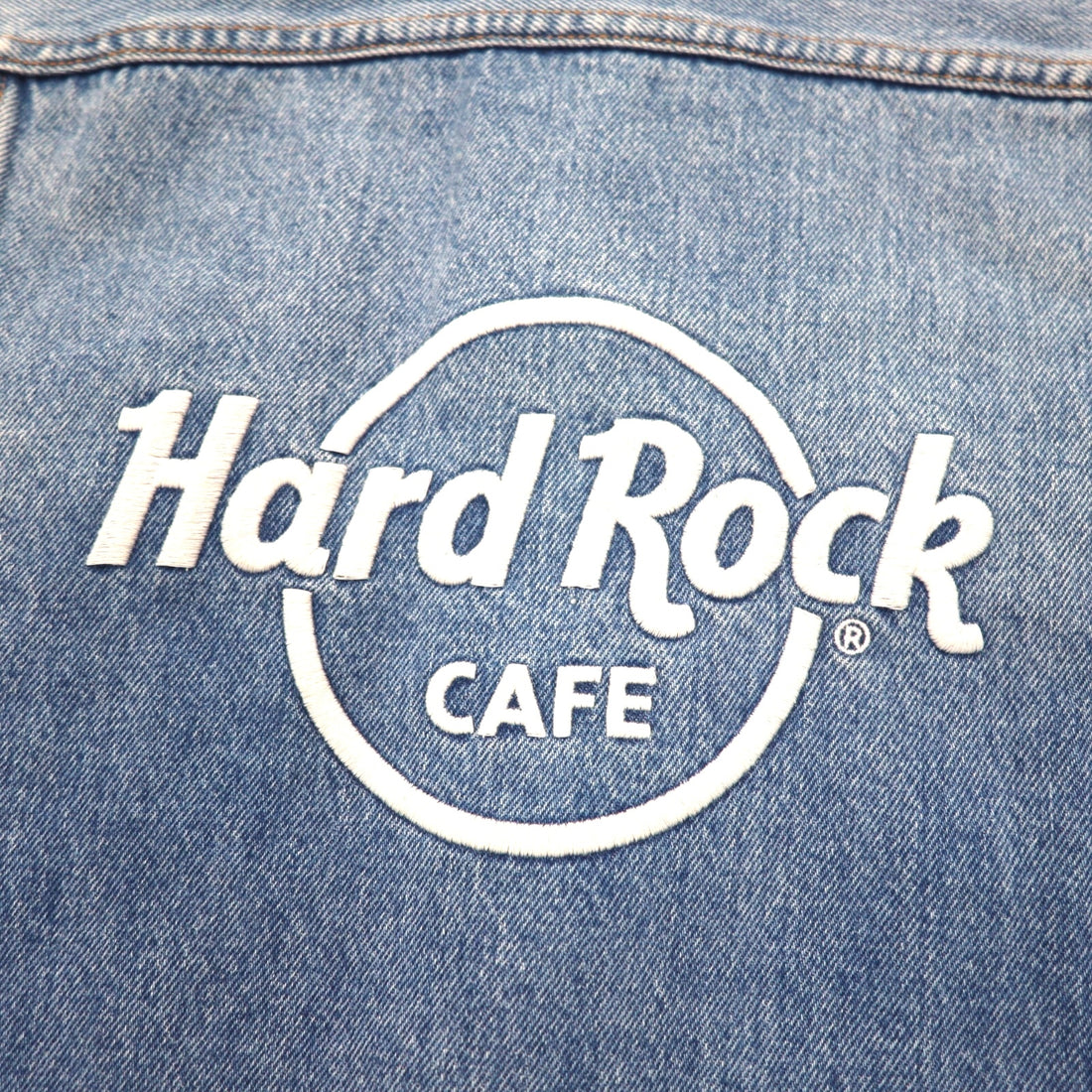 Hard Rock Cafe by NAVE Cropped Logo Jean Jacket Denim Jacket S Indigo Blue Back Logo Embroidery Onward Kashiyama Unused