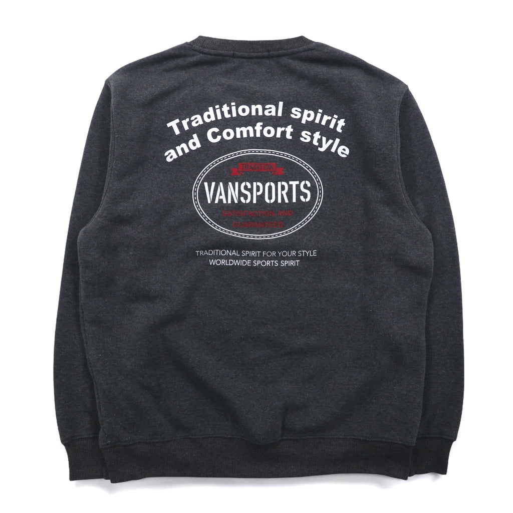 VAN SPORTS クルーネック スウェット L グレー 裏起毛 バックプリント