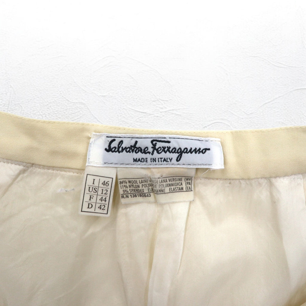 Salvatore Ferragamo Made in Italy Wide Flare Slacks Pants L Beige Wool