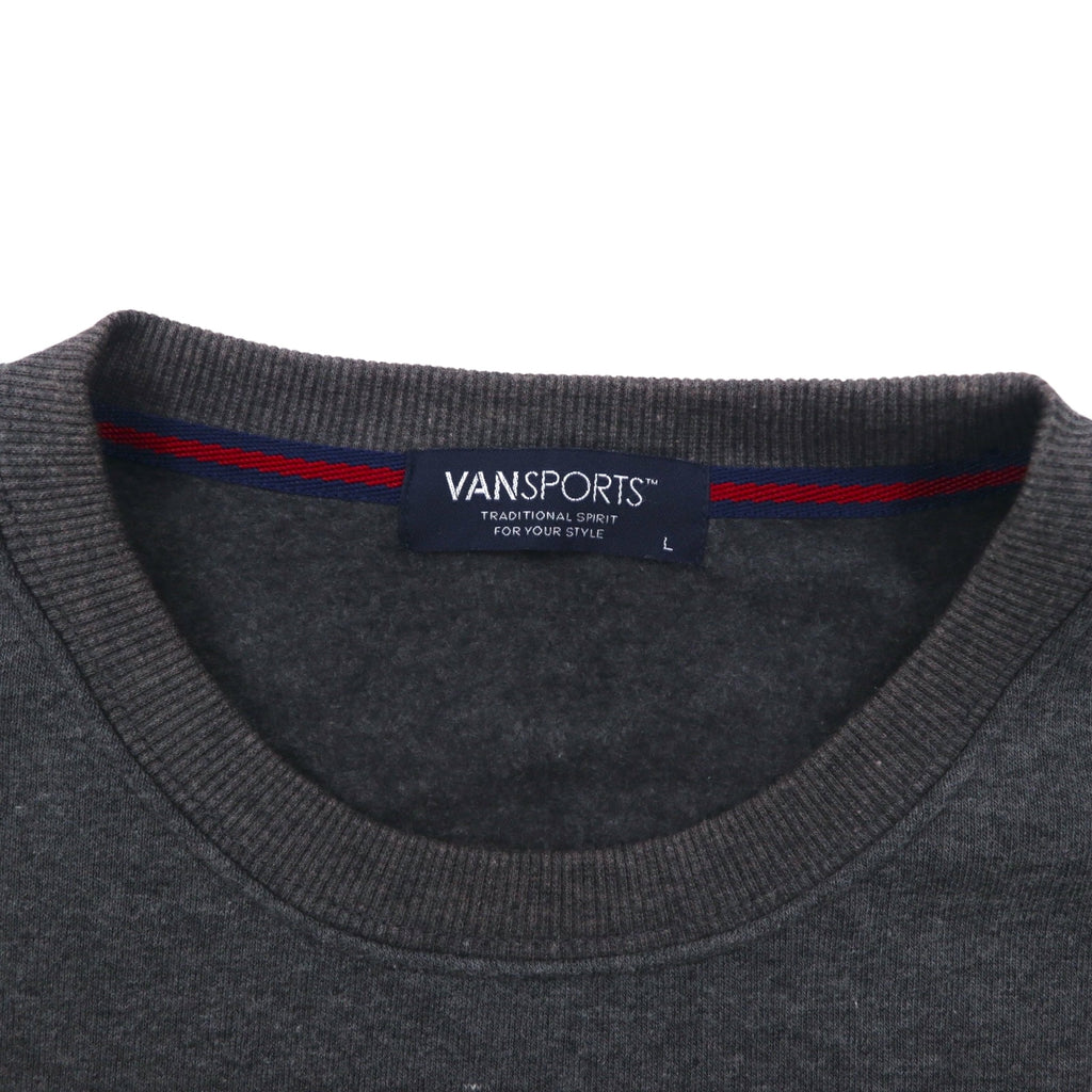 VAN SPORTS クルーネック スウェット L グレー 裏起毛 バックプリント