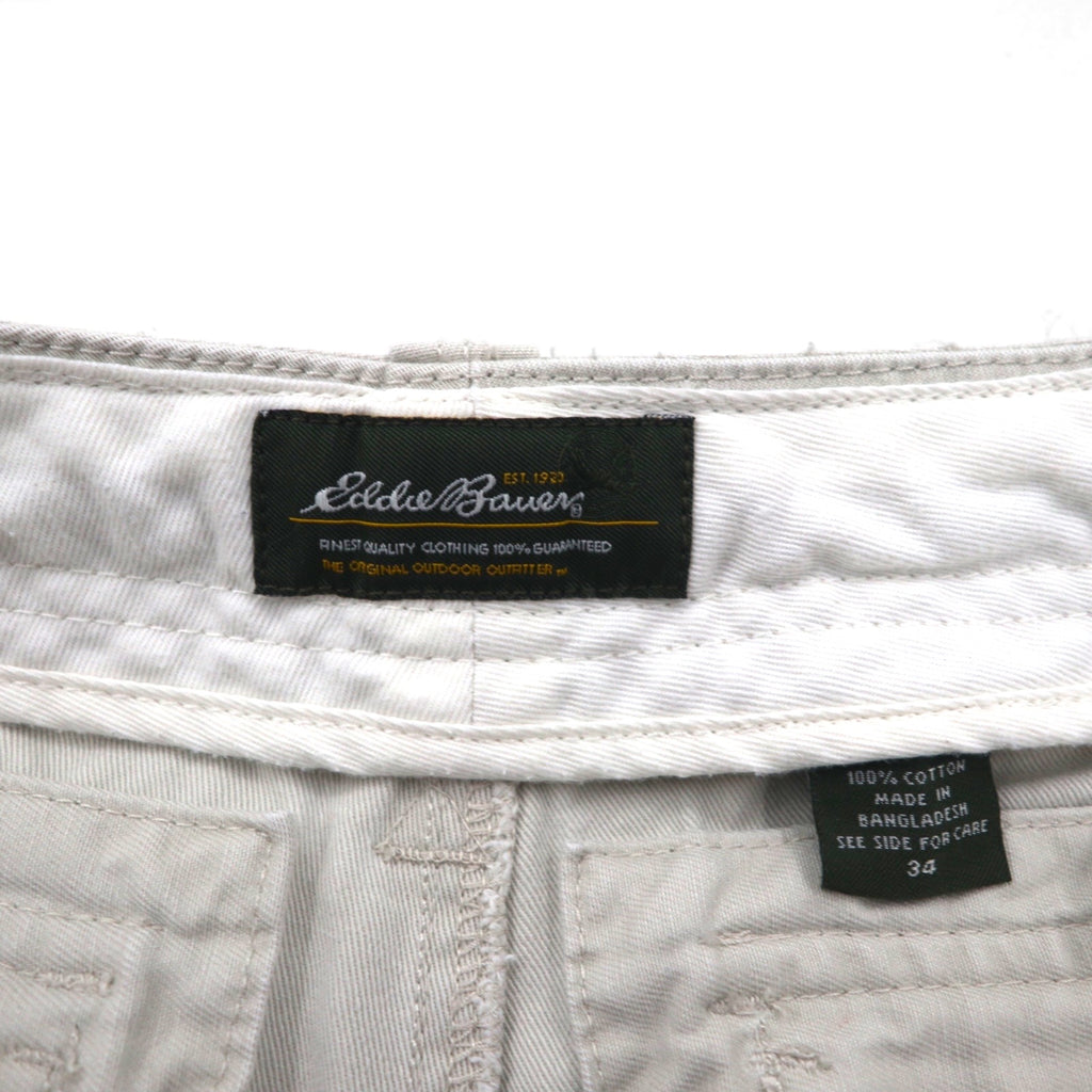 Eddie Bauer ユーティリティ ショート カーゴパンツ ハーフパンツ L ベージュ コットン