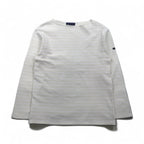 SAINT JAMES ボーダー バスクシャツ ロングスリーブ Tシャツ L ホワイト ベージュ ボートネック フランス製