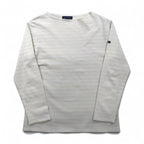 SAINT JAMES ボーダー バスクシャツ ロングスリーブ Tシャツ L ホワイト ベージュ ボートネック フランス製