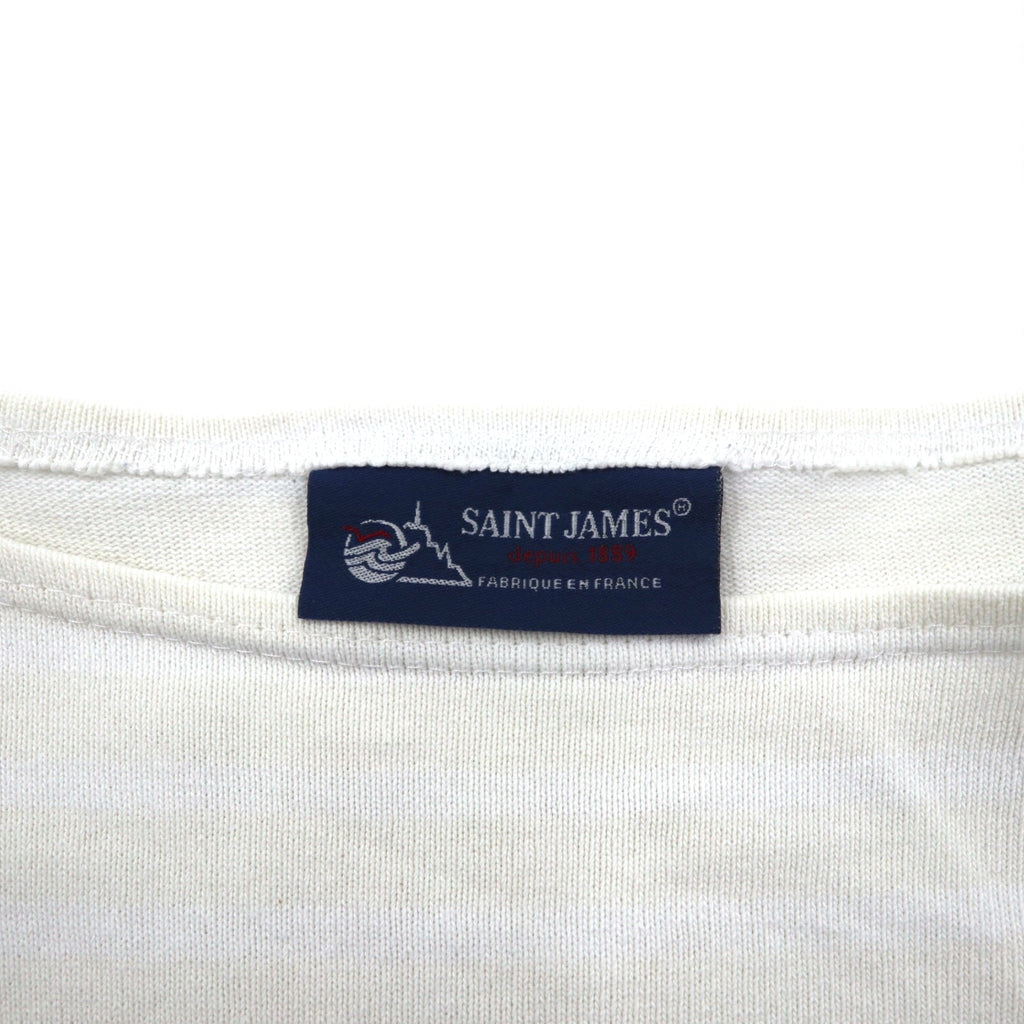 SAINT JAMES ボーダー バスクシャツ ロングスリーブ Tシャツ L ホワイト ベージュ ボートネック フランス製