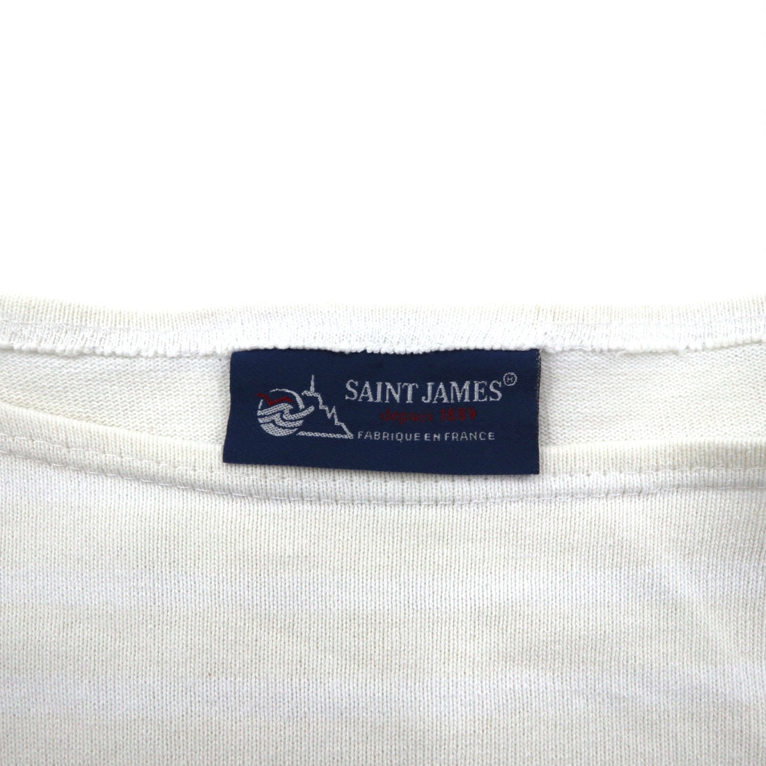 SAINT JAMES ボーダー バスクシャツ ロングスリーブ Tシャツ L ホワイト ベージュ ボートネック フランス製