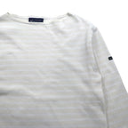 SAINT JAMES ボーダー バスクシャツ ロングスリーブ Tシャツ L ホワイト ベージュ ボートネック フランス製