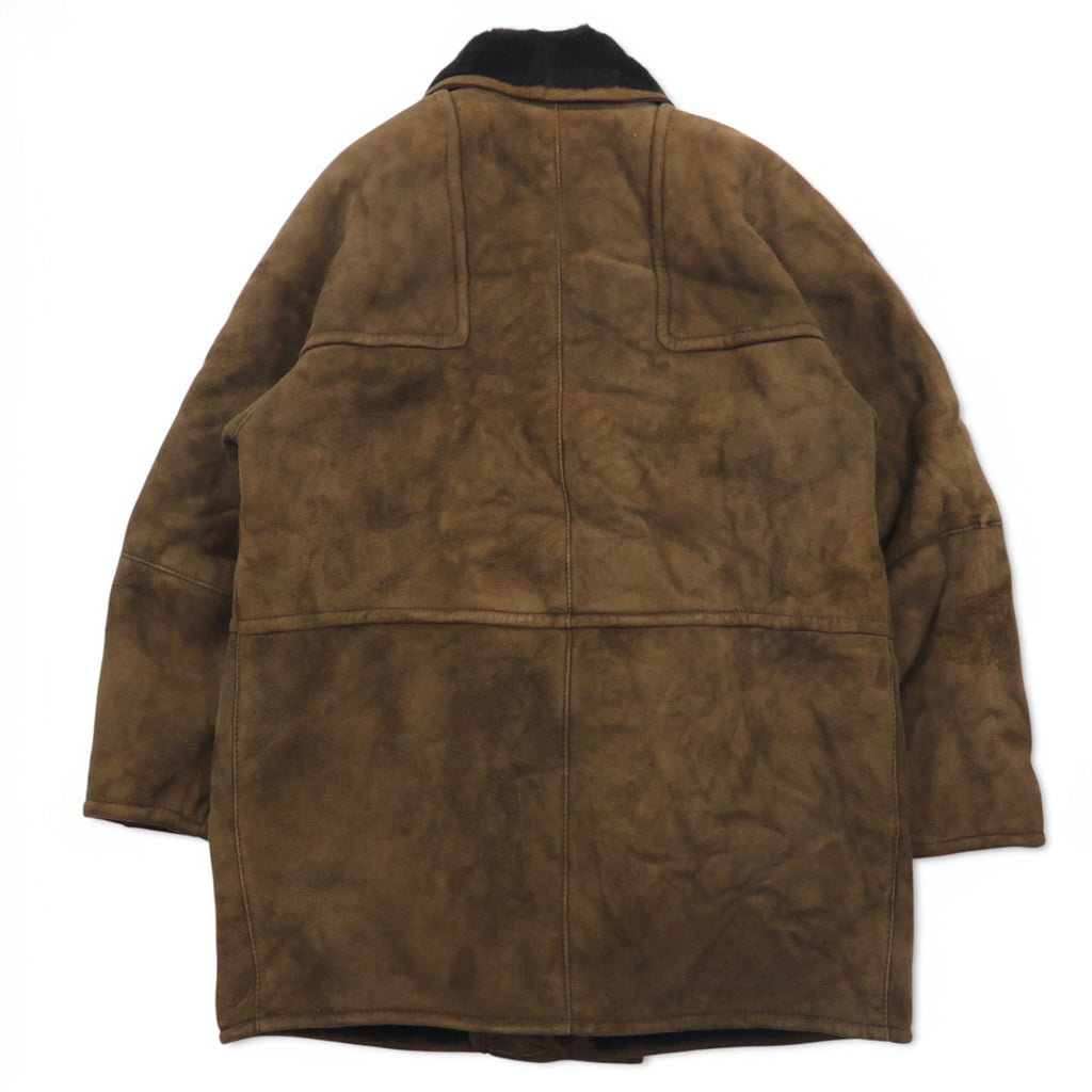 Elisa Sori Made in Italy Shearling Sheepskin Coat ショールカラー ムートンコート XL ブラウン シアリング レザー シープスキン