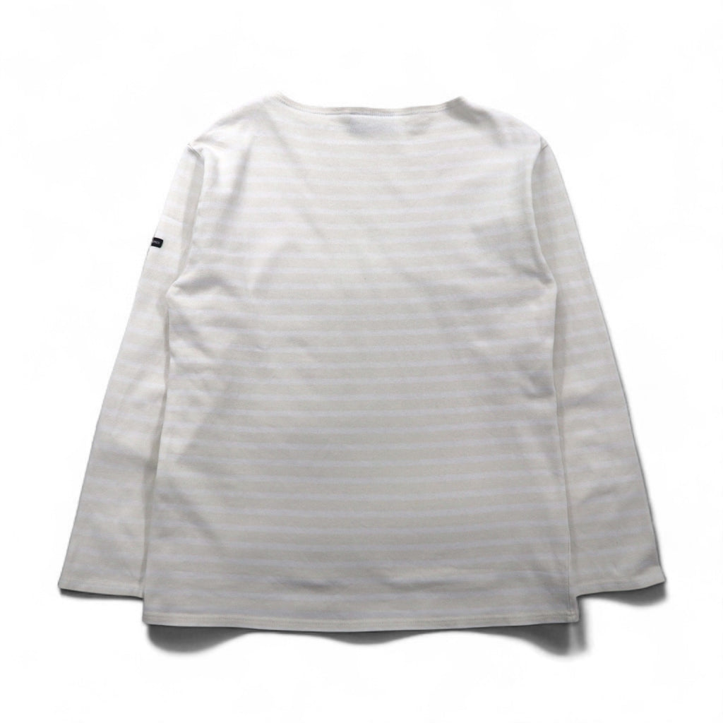 SAINT JAMES ボーダー バスクシャツ ロングスリーブ Tシャツ L ホワイト ベージュ ボートネック フランス製