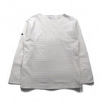 SAINT JAMES ボーダー バスクシャツ ロングスリーブ Tシャツ L ホワイト ベージュ ボートネック フランス製