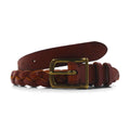 POLO RALPH LAUREN Intrecciato Braided Leather Belt, Size 36/90, Brown, Cowhide, Mesh, Narrow