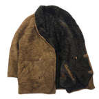 Elisa Sori Made in Italy Shearling Sheepskin Coat ショールカラー ムートンコート XL ブラウン シアリング レザー シープスキン