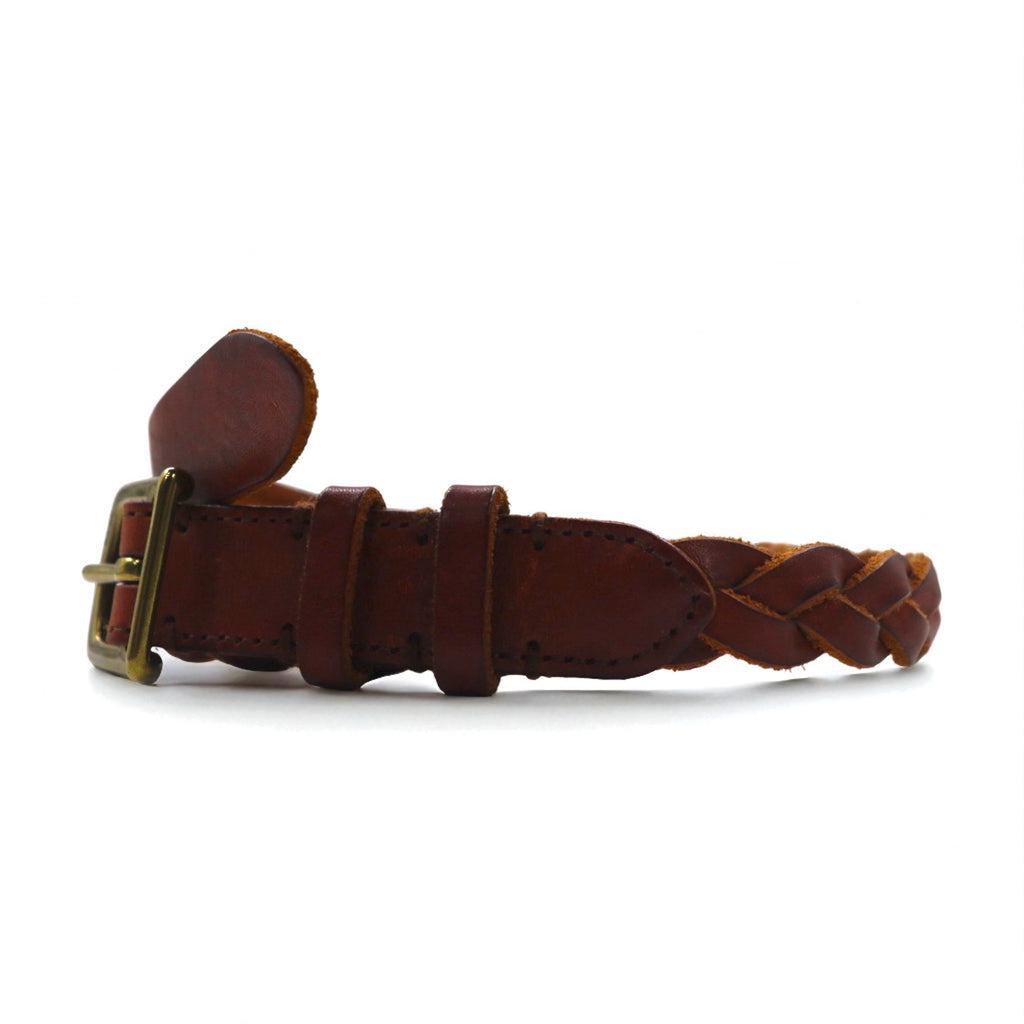 POLO RALPH LAUREN Intrecciato Braided Leather Belt, Size 36/90, Brown, Cowhide, Mesh, Narrow