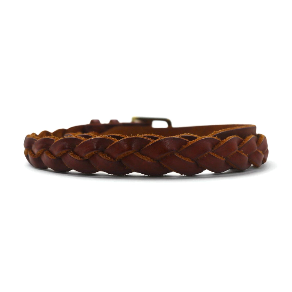POLO RALPH LAUREN Intrecciato Braided Leather Belt, Size 36/90, Brown, Cowhide, Mesh, Narrow