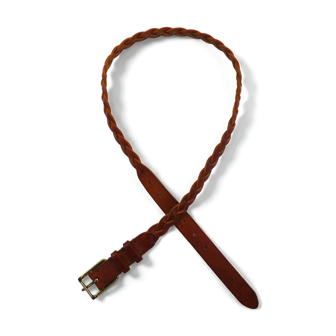 POLO RALPH LAUREN Intrecciato Braided Leather Belt, Size 36/90, Brown, Cowhide, Mesh, Narrow