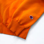 Champion 90s Snap Cardigan Sweat Blouson L Orange Side Pockets Fleece Lining