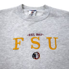 JERZEES Made in USA 90s College Embroidered Sweatshirt L Grey Cotton Fleece Lining FSU Football