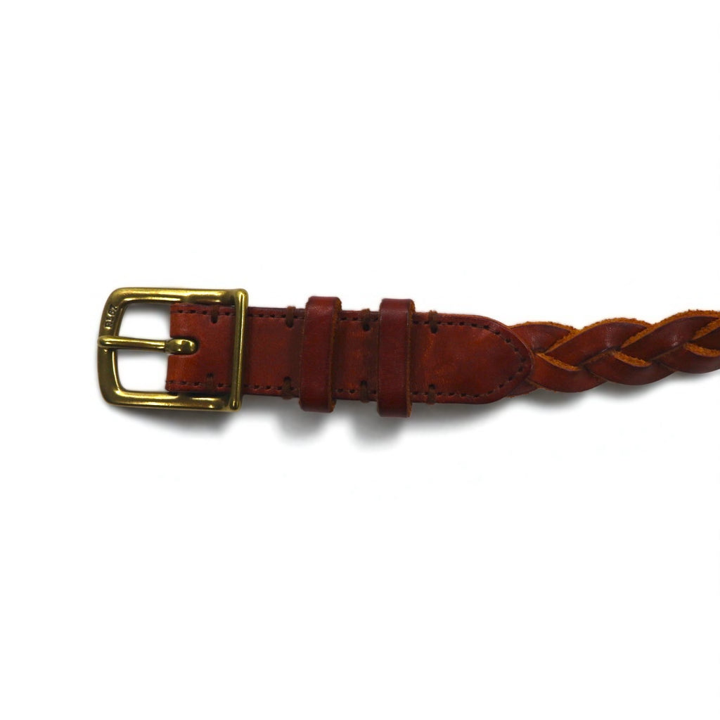 POLO RALPH LAUREN Intrecciato Braided Leather Belt, Size 36/90, Brown, Cowhide, Mesh, Narrow