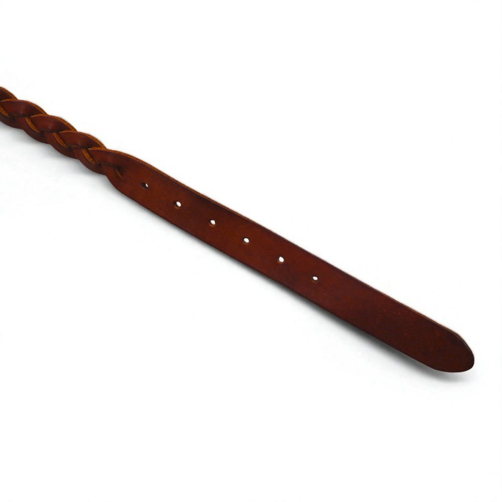 POLO RALPH LAUREN Intrecciato Braided Leather Belt, Size 36/90, Brown, Cowhide, Mesh, Narrow