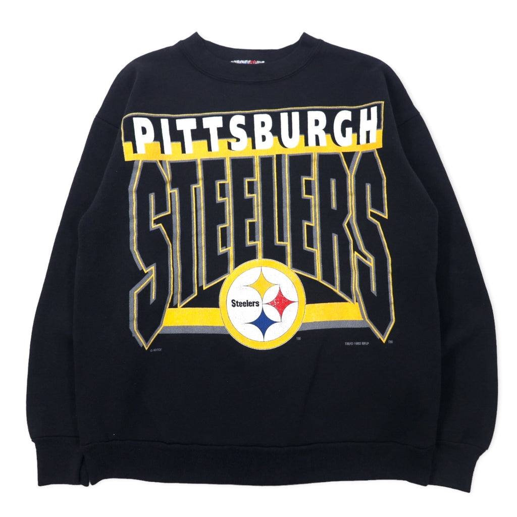 日本然リトテ-古着オンライン-ARTEX USA製 90年代 NFL プリント スウェット M ブラック コットン PITSBURGH STEELERS-ARTEX USA Made 90's NFL Print Sweatshirt M Black Cotton PITSBURGH STEELERS