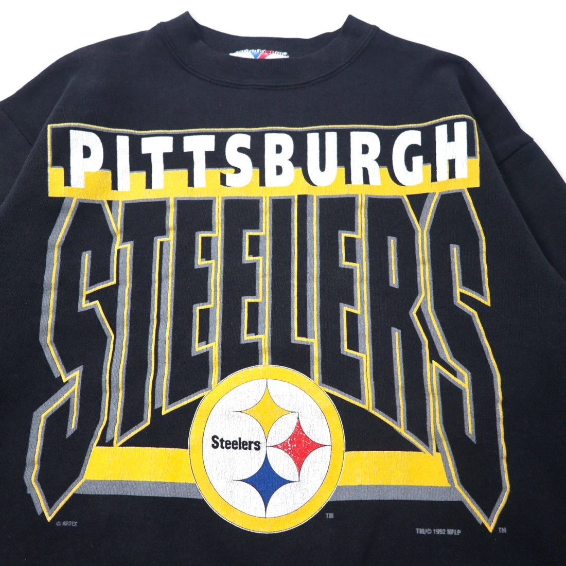 ARTEX USA Made 90s NFL Print Sweatshirt M Black Cotton PITSBURGH STEELERS