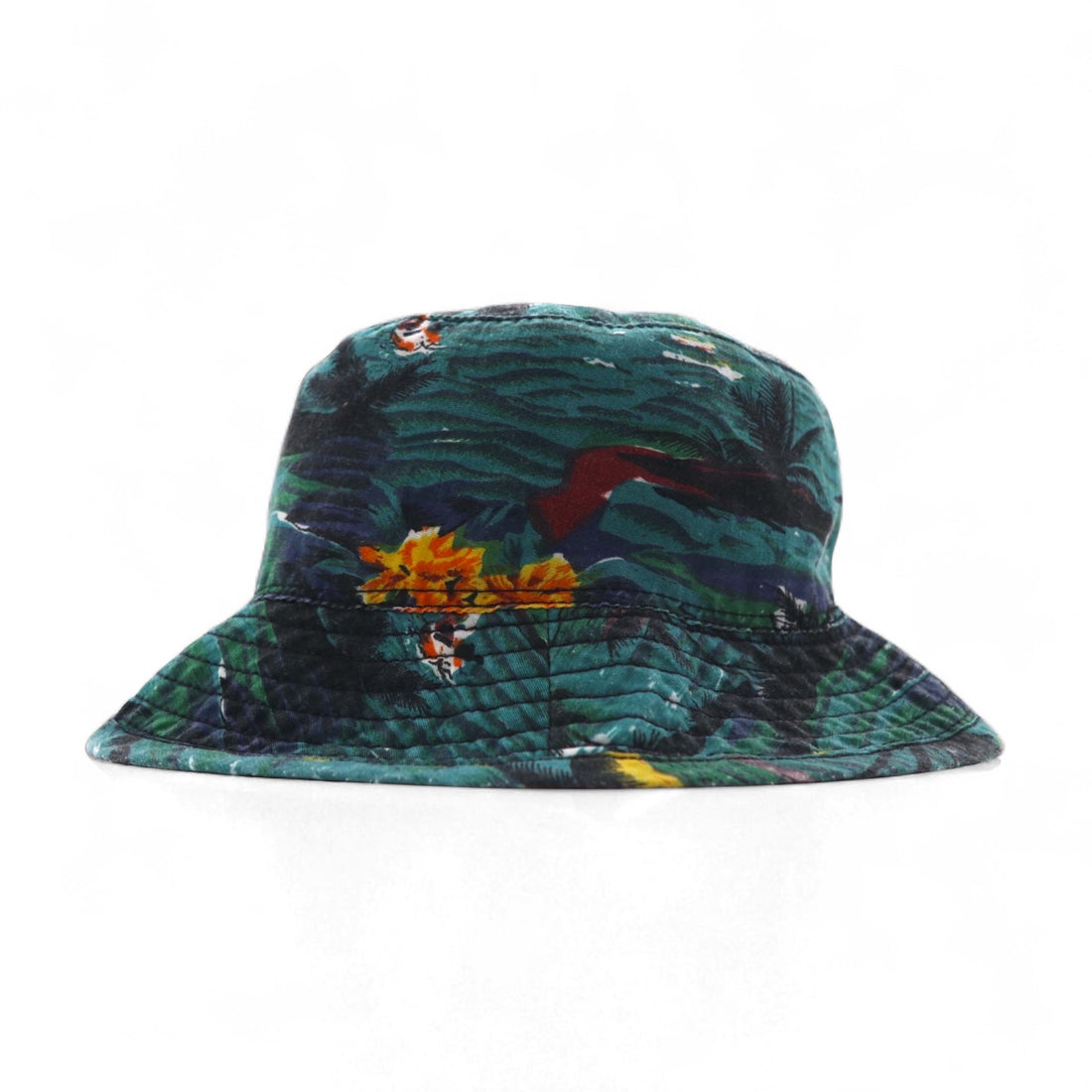 NEW YORK HAT Co. Made in USA Beach Motif Bucket Hat, Large, Green, All-Over Print, Cotton