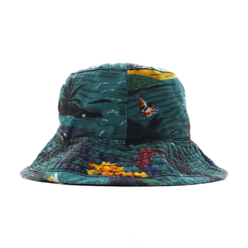 NEW YORK HAT Co. Made in USA Beach Motif Bucket Hat, Large, Green, All-Over Print, Cotton