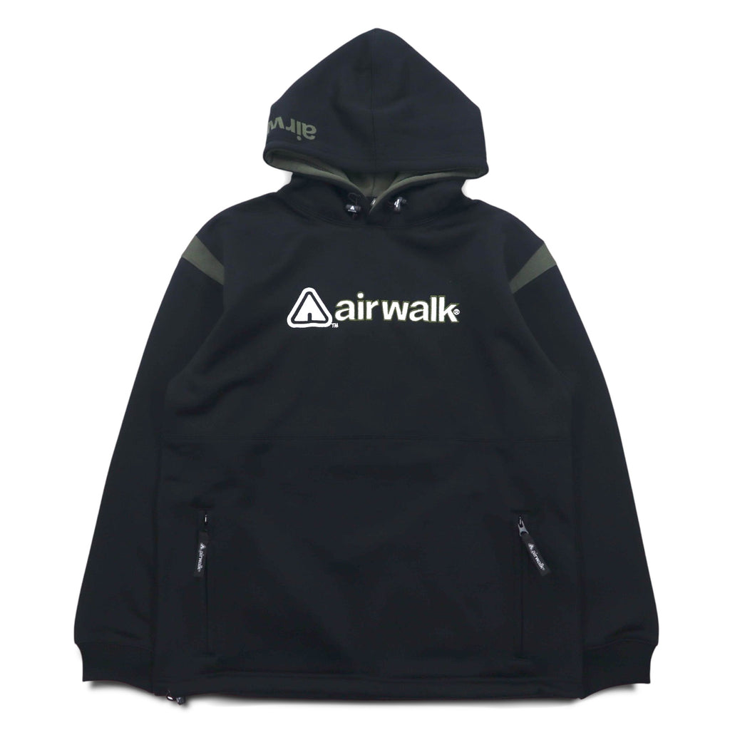 airwalk 00s pullover hoodie jersey M black polyester fleece lining drawstring
