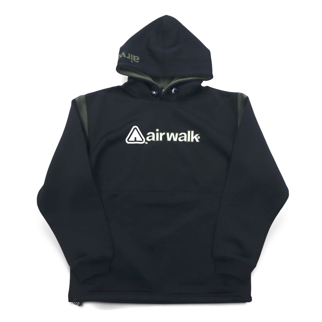 airwalk 00s pullover hoodie jersey M black polyester fleece lining drawstring
