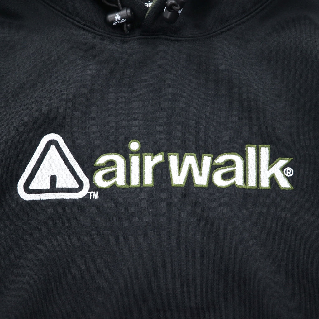 airwalk 00s pullover hoodie jersey M black polyester fleece lining drawstring