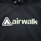 airwalk 00s pullover hoodie jersey M black polyester fleece lining drawstring