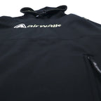 airwalk 00s pullover hoodie jersey M black polyester fleece lining drawstring